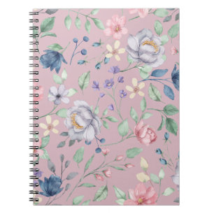 Cuaderno Azul rosa y morado floral amarillo