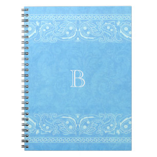 Cuaderno Azul Rústico Paisley País Occidental Sencillo Chic