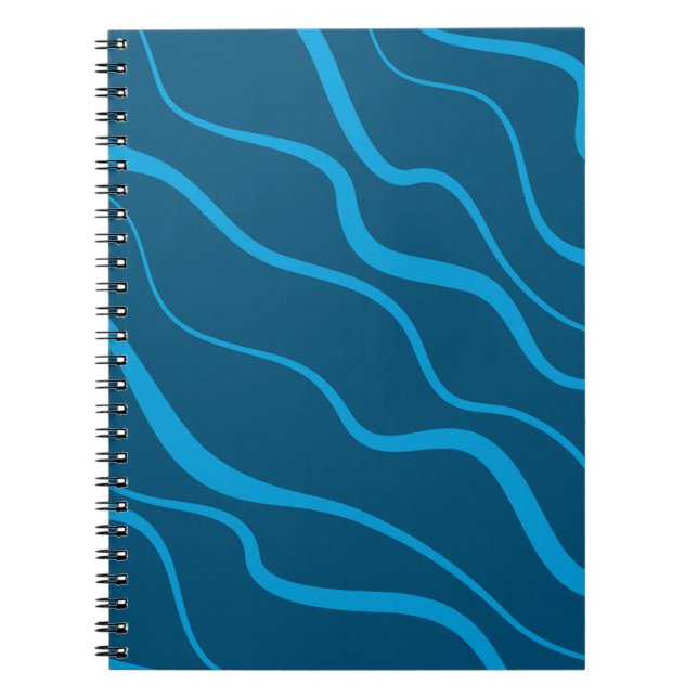 Cuaderno Azul, simple, moderno, abstracción de onda fría (Frente)
