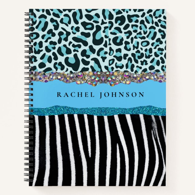 Cuaderno Azul Turquesa Moderno Glam Retro Femenino (Anverso)