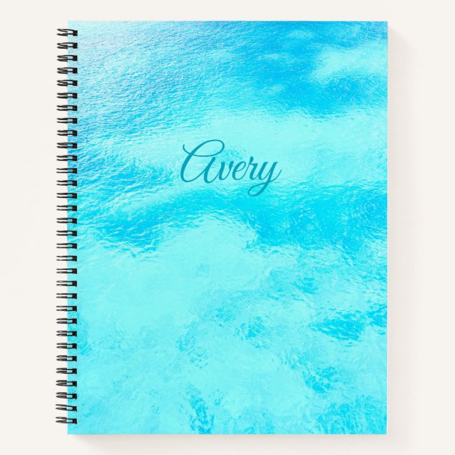 Cuaderno Azul, Turquesa, Swirling Caribe Personalizado (Anverso)