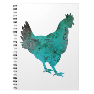 Cuaderno Azul verde azulado de la gallina del pollo en el