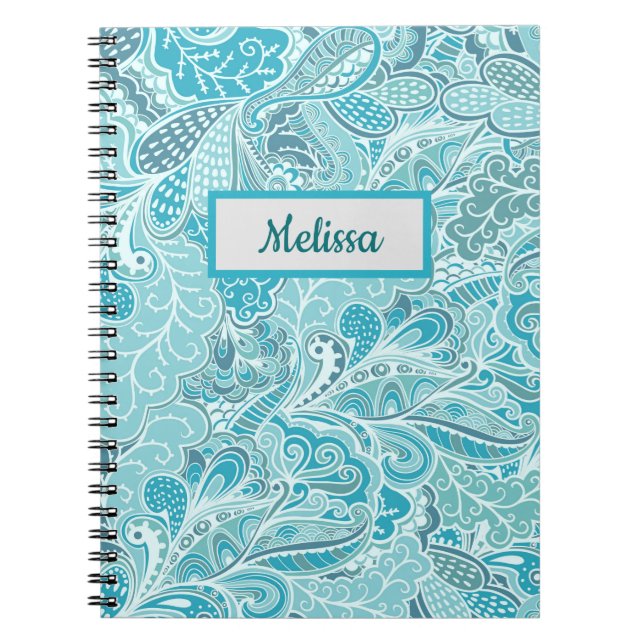 Cuaderno Azul verde azulado y Paisley (Frente)