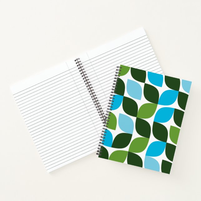 Cuaderno Azul, verde, fresco, moderno y natural abstracto (Interior)