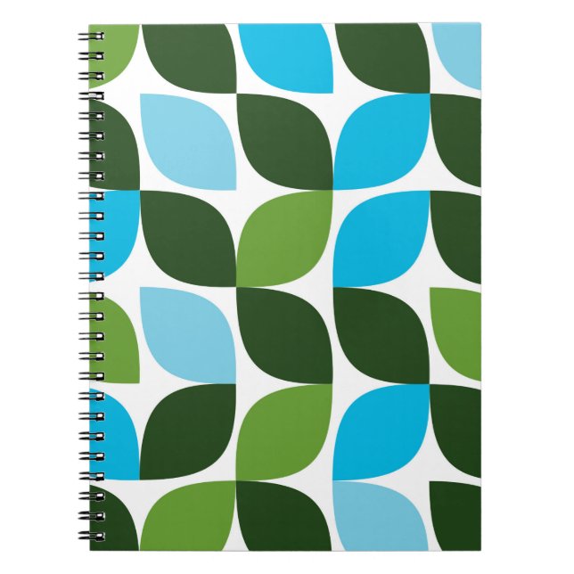 Cuaderno Azul, verde, fresco, moderno y natural abstracto (Frente)