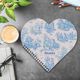 Cuaderno Azul Vintage Turquesa Toile Jouy Monograma Francés