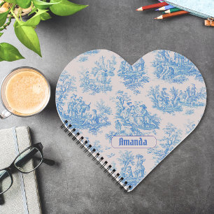 Cuaderno Azul Vintage Turquesa Toile Jouy Monograma Francés