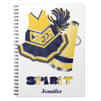 Cuaderno azul y amarillo de la animadora