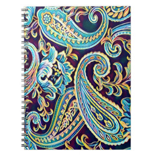 Cuaderno Azul y Amarillo Sueño Vintage Paisley