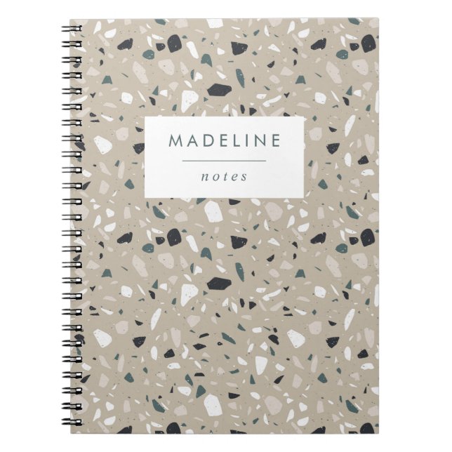 Cuaderno Azul y Beige Terrazzo de la Marina de moda (Frente)