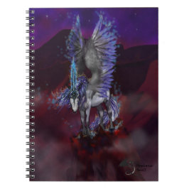 Cuaderno azul y blanco con alas el flamear del