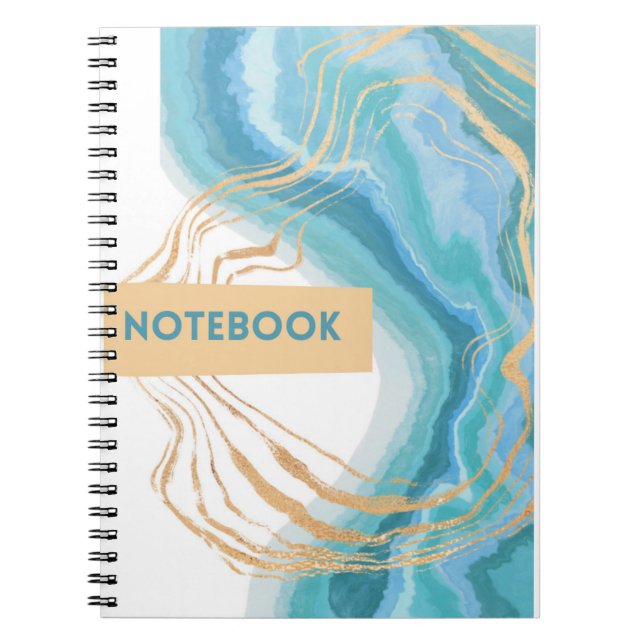 cuaderno azul y blanco con dorado (Frente)