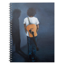 Cuaderno azul y negro de "hombre con guitarra"