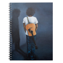Cuaderno azul y negro de "hombre con guitarra"