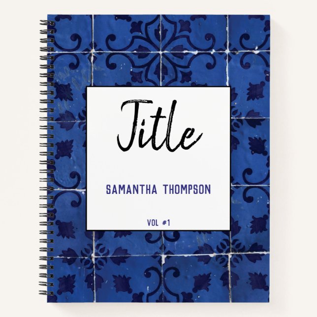 Cuaderno Azulejo Azulejo Blue Floral Leaf (Anverso)