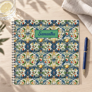 Cuaderno Azulejo Citrus Azul Mediterráneo Siciliano