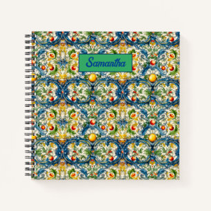 Cuaderno Azulejo Citrus Azul Mediterráneo Siciliano