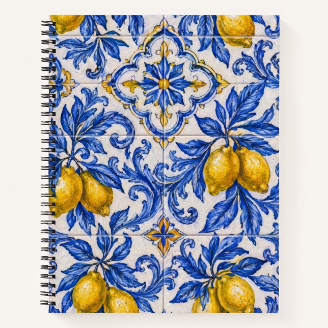 Cuaderno Azulejo de Baldosa de Limón Azul (Anverso)