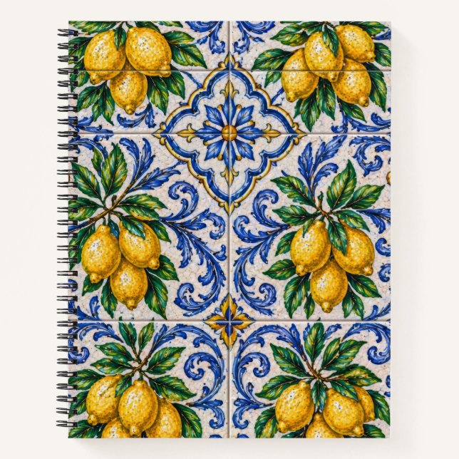 Cuaderno Azulejo de Baldosa de Limón Mediterráneo (Anverso)
