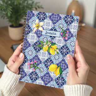 Cuaderno Azulejo de Citrus Majólica Mediterránea Azul Sicil