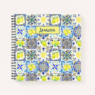 Cuaderno Azulejo de jardín de cítricos siciliano de mayólic