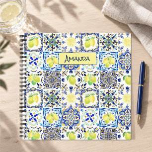 Cuaderno Azulejo de jardín de cítricos siciliano de mayólic