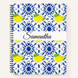 Cuaderno Azulejo de limón geométrico azul