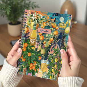 Cuaderno Azulejo Floral de Sicilia Naranja Chic Collage de