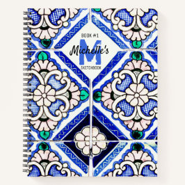 Cuaderno Azulejo Patrón Español Tile Naval de Sketchbook Bl