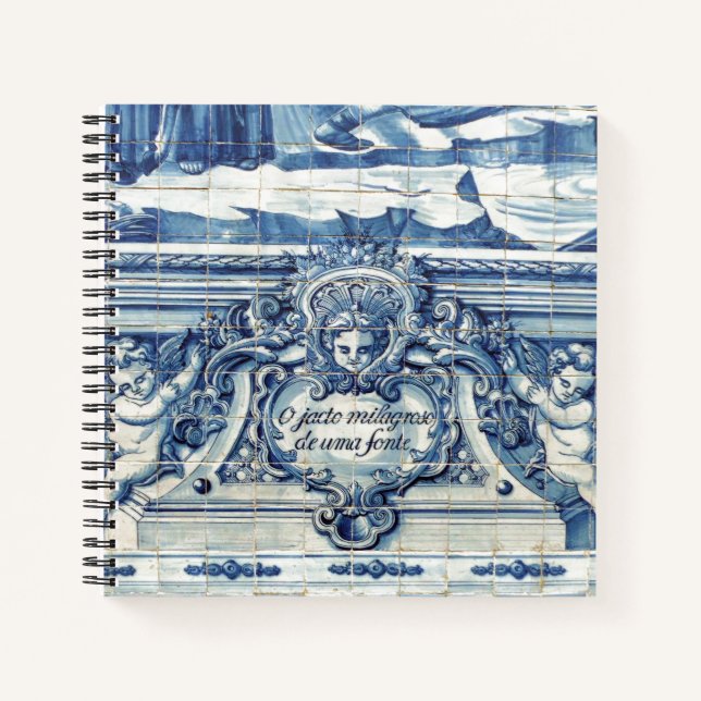 Cuaderno Azulejos azules portugueses con dos ángeles (Anverso)