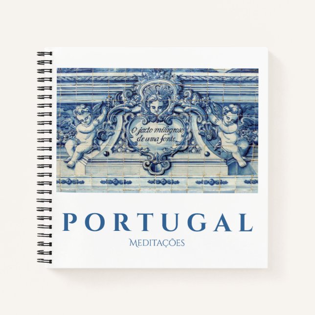 Cuaderno Azulejos azules portugueses con dos ángeles (Anverso)