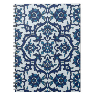 Cuaderno Azulejos azules portugueses, patrón de mosaico fl
