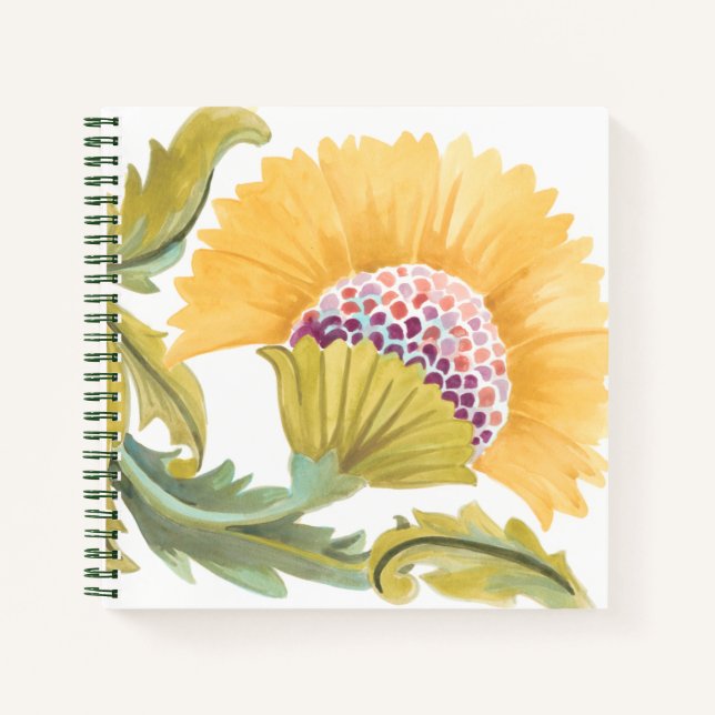 Cuaderno Azulejos florales de abadía - Amarillo (Anverso)