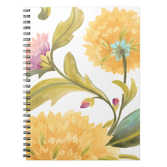 Cuaderno Azulejos florales de abadía - Flores amarillas (Frente)