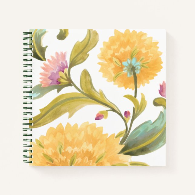 Cuaderno Azulejos florales de abadía - Flores amarillas (Anverso)