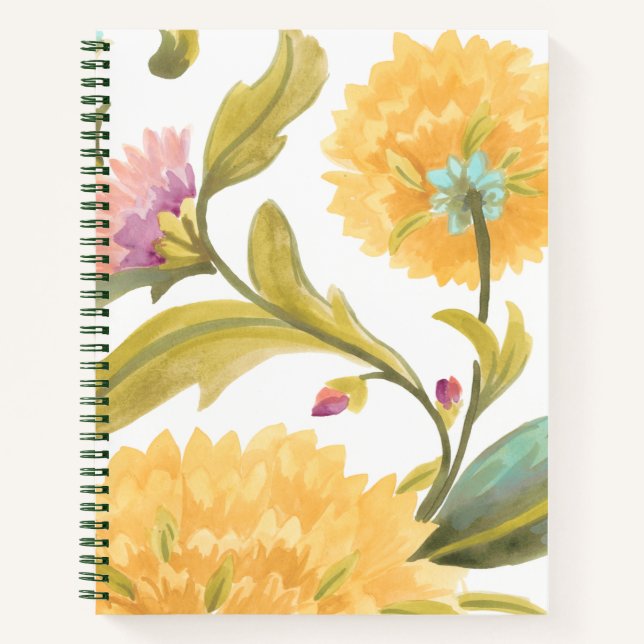 Cuaderno Azulejos florales de abadía - Flores amarillas (Anverso)