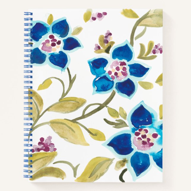 Cuaderno Azulejos florales de abadía - Flores azules (Anverso)