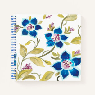 Cuaderno Azulejos florales de abadía - Flores azules