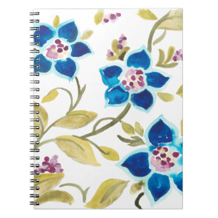 Cuaderno Azulejos florales de abadía - Flores azules