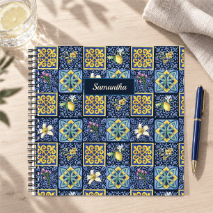 Cuaderno Azulejos Mediterráneos Blancos Azules Sicilianos E