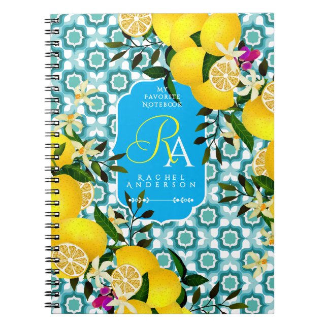 Cuaderno Azulejos Mediterráneos Limón Azul (Frente)