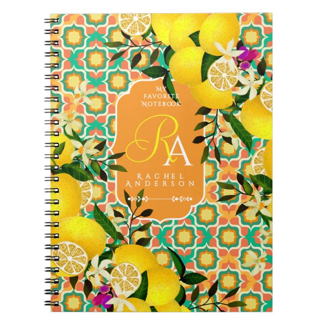 Cuaderno Azulejos Mediterráneos Limón Naranja (Frente)