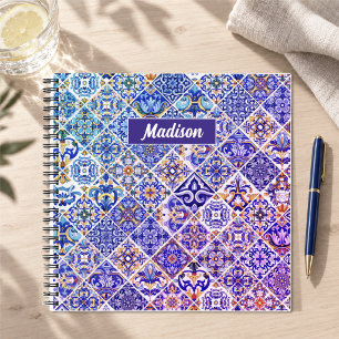 Cuaderno Azulejos sicilianas de mayólica púrpura azul medit