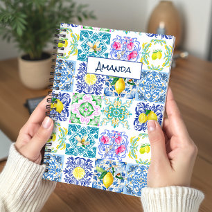Cuaderno Azulejos Sicilianos Azules Chic Amarillos de Amalf
