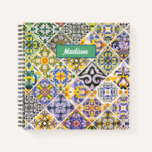 Cuaderno Azulejos Verdes Mediterráneos Sicilian Majólica