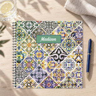 Cuaderno Azulejos Verdes Mediterráneos Sicilian Majólica
