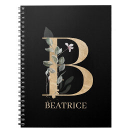 Cuaderno B Portátil Monograma Floral Personalizado