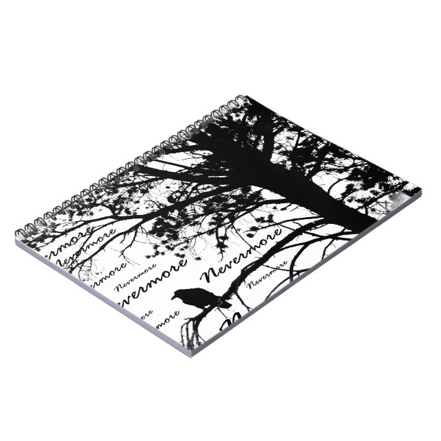 Cuaderno B&W Raven nunca más la silueta del árbol - E.A. (Lado Izquierdo)