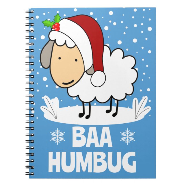 Cuaderno Baa Humbug Sheep Wearing A Santa Hat Holiday (Frente)