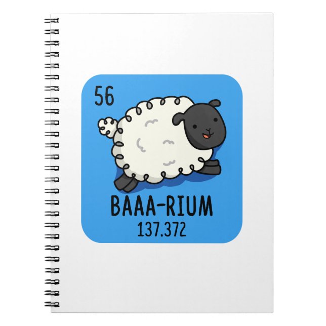 Cuaderno Baa-rium Oveja Divertida Química Juego de Palabras (Frente)